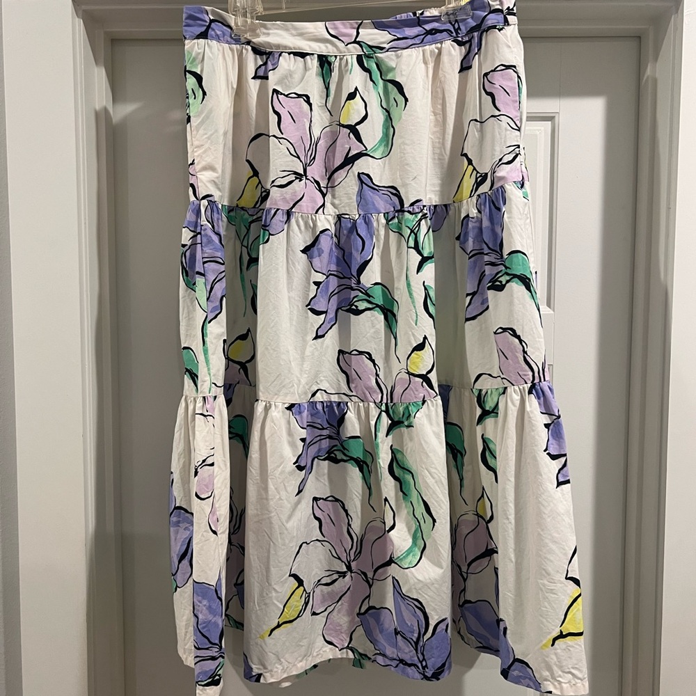 a new day A-Line Skirt - White with Pastel Floral